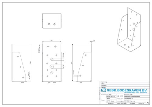 GB Balkdrager 71x146mm Zonder Lip Zwart Gecoat-3