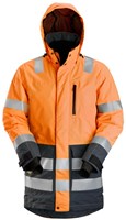 Snickers 1830 AllroundWork Waterdichte Parka Hi-Vis Klasse 3 Oranje-Grijs XS