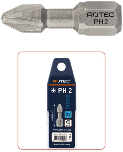 Rotec PH 3x25mm Philips Schroefbit Pro 1/4" (2 Stuks)