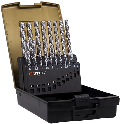 Rotec Metaalborenset 1-10mm HSS-G Voor Aluminium 19-Delig