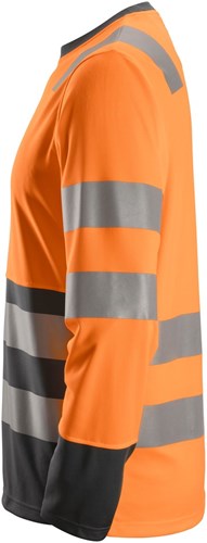 Snickers 2433 AllroundWork T-Shirt met Lange Mouwen Hi-Vis Klasse 2 Oranje-Zwart XS-3