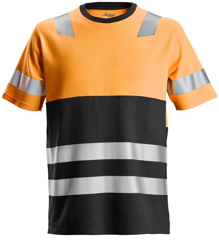 Snickers 2534 AllroundWork T-Shirt Hi-Vis Klasse 1 Oranje-Zwart XS