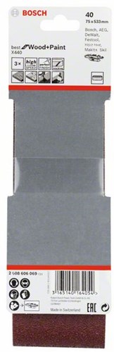 Bosch 3-delige schuurbandset X440 75 x 533 mm, 40-2