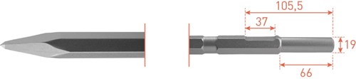 Rotec Puntbeitel 600mm Zeskant 21mm Met Uitsparing 19x66mm