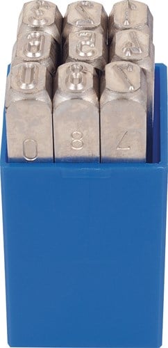 Kukko 330-008 Vernikkelde 9-delige Slagcijferset DIN 1451 Schrifthoogte 8mm