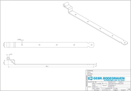 GB Bochtheng voor pen Ø16 750x45mm Zwart Gecoat-2