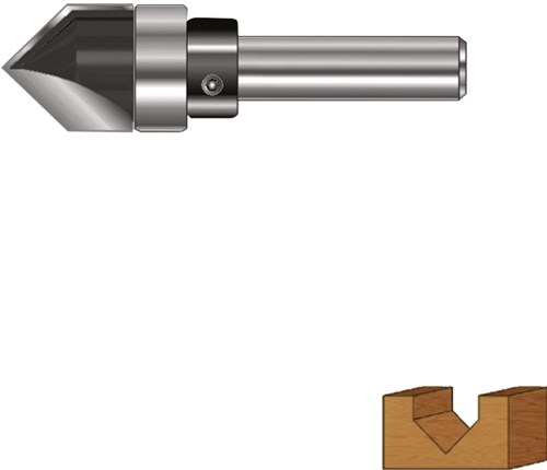 Rotec V-Groeffrees Met Geleidelager 12mm 90 Graden 8mm Gold-Line
