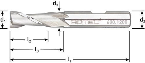 Rotec Spiebaanfrees 3x5mm HSS-E Kort Weldon (1 Stuks)-2