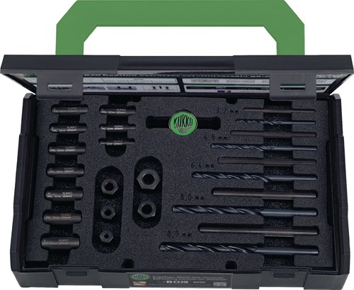 Kukko 49-U-B Boutuitdraaierset met Boren en Boorgeleidingsbussen M5-M16