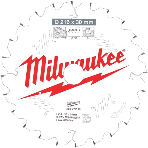 Milwaukee Cirkelzaagblad hout 216 x 30 x 2,4 ATB 24T -5°-2