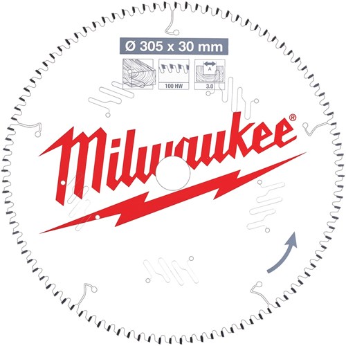 Milwaukee Cirkelzaagblad hout 305 x 30 x 3,0 ATB 100T -5¡-2