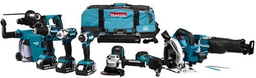 Makita DLX8026TW1 18 V Combiset voor (slag)schroeven, (klop)boren, slijpen, zagen en monteren en met multitool (3x 5,0Ah in Tas)