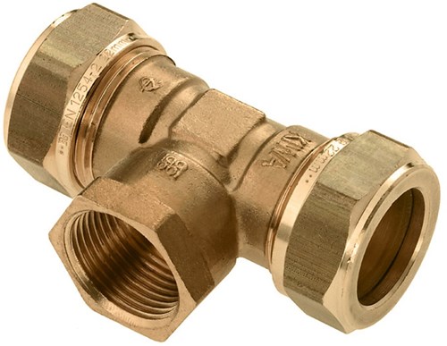 Bonfix Messing T-koppeling 22x1/2"x22mm