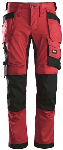 Snickers 6241 AllroundWork Stretch Werkbroek met Holsterpockets Chili Rood-Zwart 200