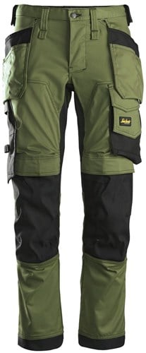 Snickers 6241 AllroundWork Stretch Werkbroek met Holsterpockets Khaki Groen-Zwart 200