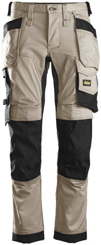 Snickers 6241 AllroundWork Stretch Werkbroek met Holsterpockets Khaki-Zwart 056