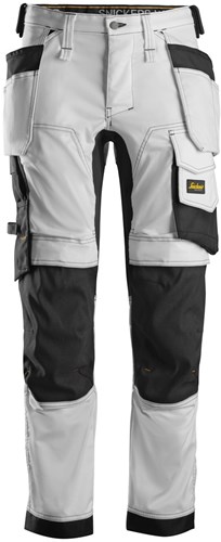 Snickers 6241 AllroundWork Stretch Werkbroek met Holsterpockets Wit-Zwart 116