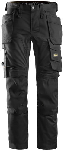 Snickers 6241 AllroundWork Stretch Werkbroek met Holsterpockets Zwart-Zwart 096