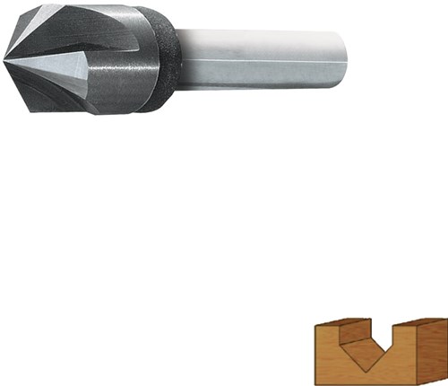 Rotec V-Groeffrees 14mm 60 Graden 8mm VHM Gold-Line