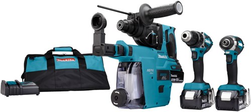 Makita DLX3106TW1 18 V Combiset voor (slag)schroeven en boren in hout en beton (3x 5,0Ah in Tas)