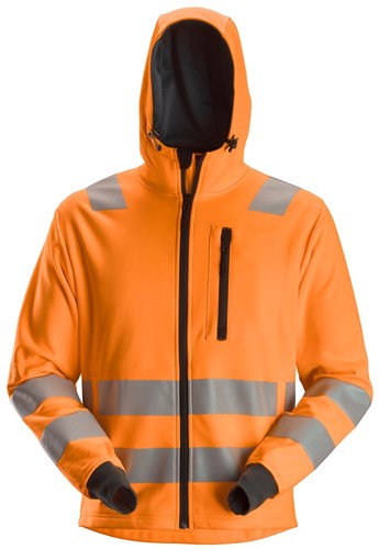 Snickers 8039 AllroundWork Hoodie met Rits Hi-Vis Klasse 3 Oranje XL