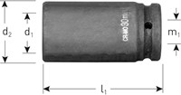 Rotec 75mm Krachtdop 1"" Lang (1 Stuks)-2