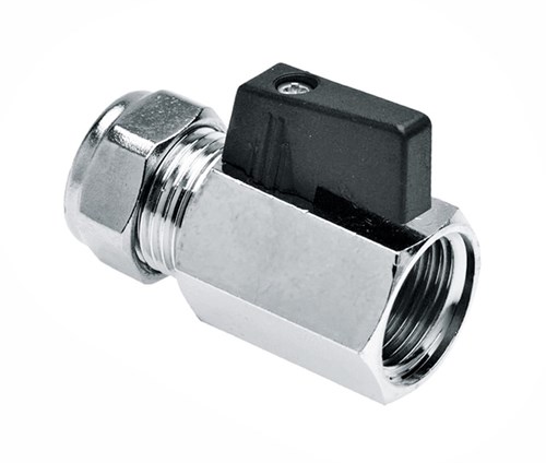 Bonfix Verchroomde Gaskogelkraan met zwarte knop 1/2"x15mm