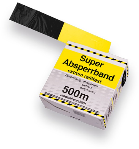 Afzetlint Geel/Zwart 500 Mtr (1 rol)