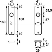 AXA Binnendeurschilden Curve 180x41x6mm WC57/5 Aluminium F1 (1 Set)-2