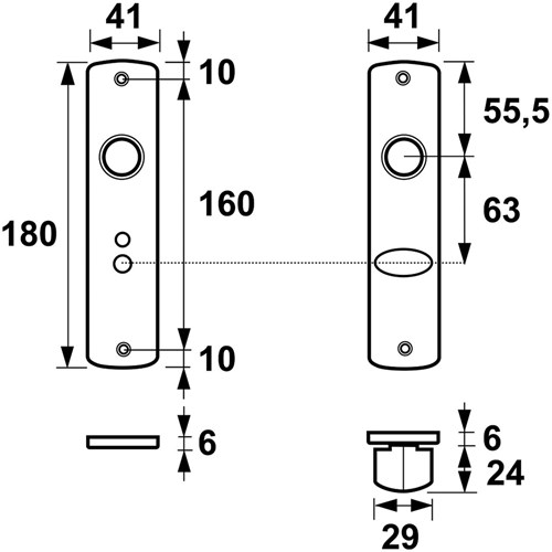 AXA Binnendeurschilden Curve 180x41x6mm WC63/8 Aluminium F1 (1 Set)-3