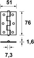 AXA Smal Scharnier Ongelagerd 76x51x1,6mm Rechte Hoek Staal Verzinkt (1 Stuks)-2