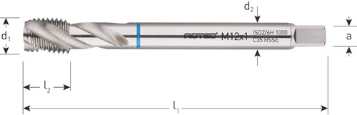 Rotec Machinetap MF 12x1,5mm Voor RVS DIN 374 HSS-E (1 Stuks)-2