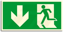 Sticker Vluchtweg Omlaag 30x15cm HighLight