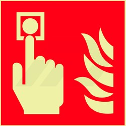 Sticker Handbrandmelder Met Vlam 148x148mm HighLight