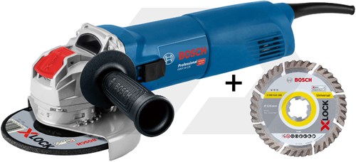 Bosch GWX 14-125 X-LOCK Haakse Slijpmachine in koffer + Diamantschijf