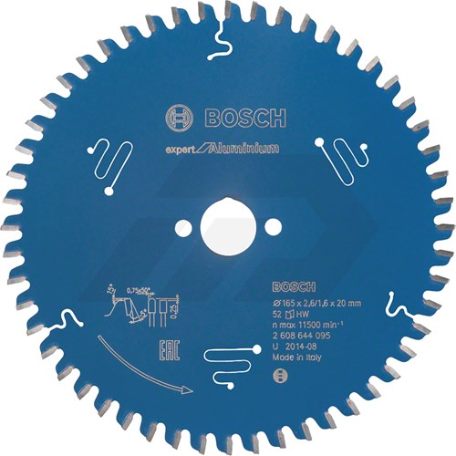 Bosch 165x2,6x20mm 52 Tanden Cirkelzaagblad Expert For Aluminium