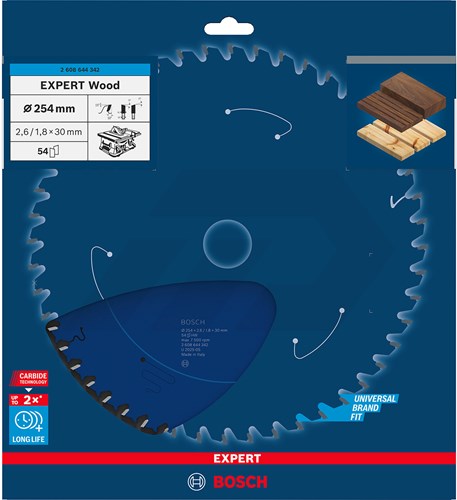 Bosch 254x2,6x30mm 54 Tanden Cirkelzaagblad Expert Wood-2