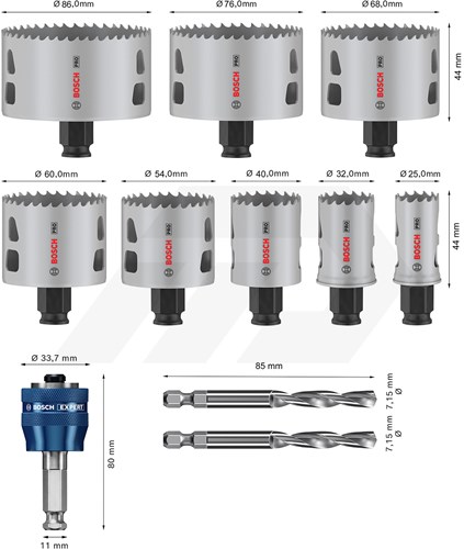 Bosch Pro Gatzagenset Multi Material 25, 32, 40, 54, 60, 68, 76 & 86mm (11-Delig)-2
