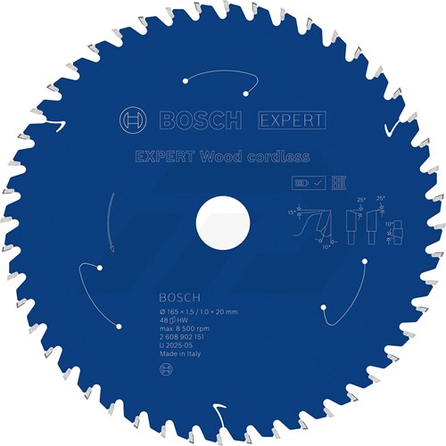 Bosch 165x1,5x20mm 48 Tanden Cirkelzaagblad Expert Wood Cordless