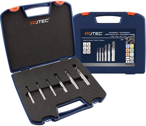 Rotec Vingerfrezenset 6-Delig 4, 5, 6, 8, 10 &12mm mm VHM (1 Set)