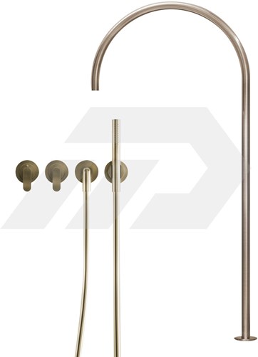 Cocoon John Pawson JP SET25 THERM.1 Thermostatische Badset met op vloer gemonteerde badvuller Brushed Gold