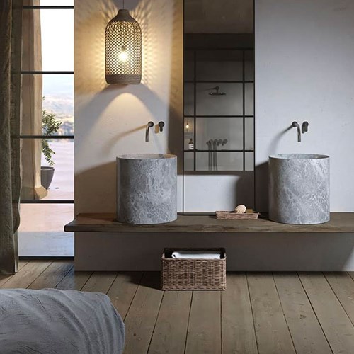 Cocoon Purist Column Vrijstaande Wastafel Natural Sand 45cm hoog-3