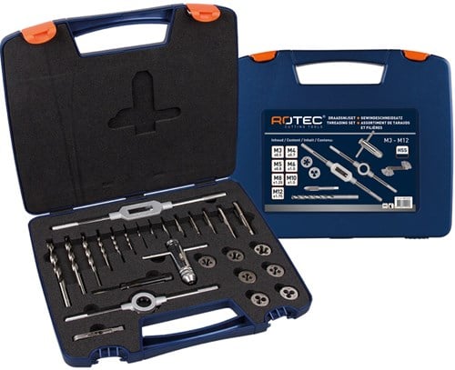 Rotec Snijplatenset M3-M12 Met HSS Boren 26-Delig