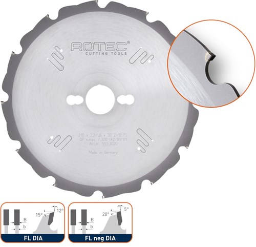 Rotec Cirkelzaagblad 250x30mm 16T PKD Diamant (1 Stuks)