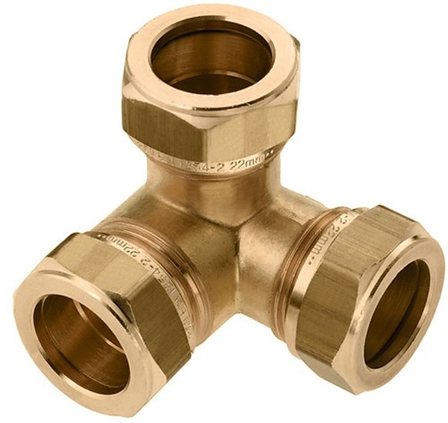 Bonfix Messing Hoek T-stuk 22x22x22mm