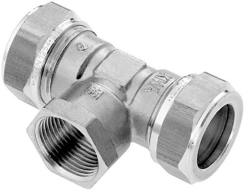 Bonfix Vernikkelde T-koppeling 22x1/2"x22mm