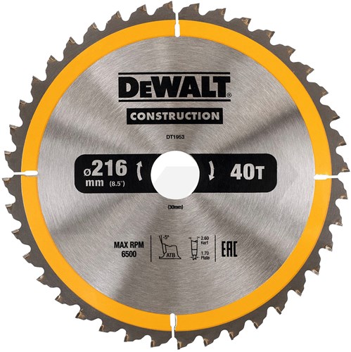 Dewalt DT1953-QZ Cirkelzaagblad 216x30x40T