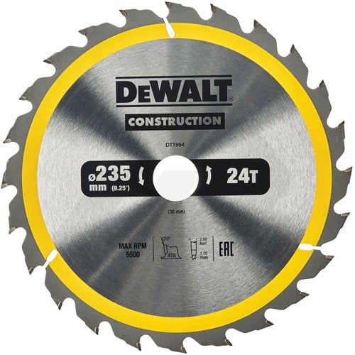 Dewalt 235x30x24T Cirkelzaagblad Geschikt Voor Hout (1 Stuks)