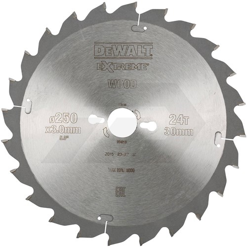 Dewalt 250x30x24T Cirkelzaagblad Geschikt Voor Hout (1 Stuks)