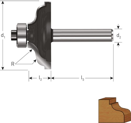 Rotec Kroonlijstfrees 41,3mmxR /6,35 12mm Gold-Line-2